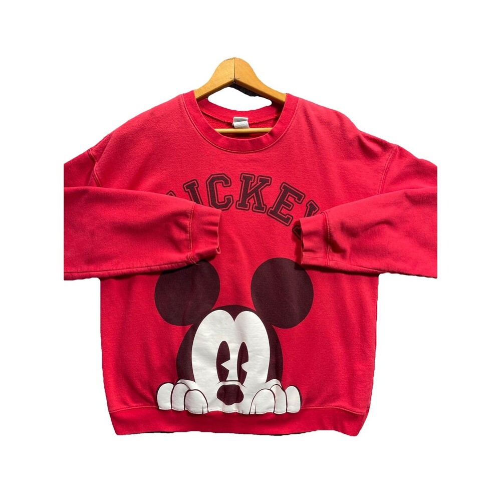 Disney MICKEY MOUSE Sweatshirt Womens XXL Size 21 Red Long Sleeve Cartoon